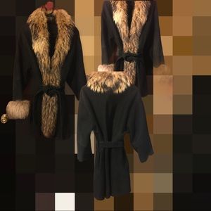 Genuine Fox Fur Collar Leather coat